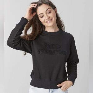 Black 'boy mama' Chenille Logo Pullover Sweatshirt